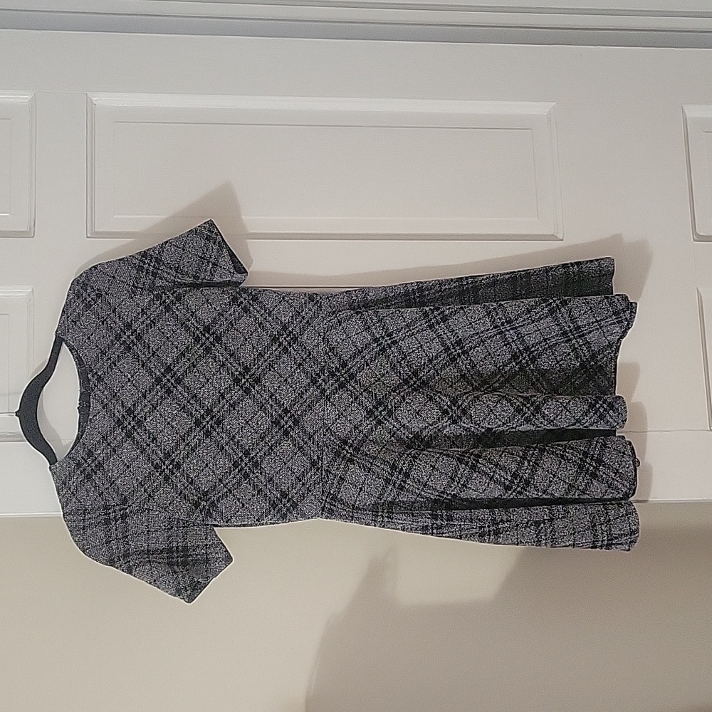 Aqua Plaid Gray and Black Dress in size large
